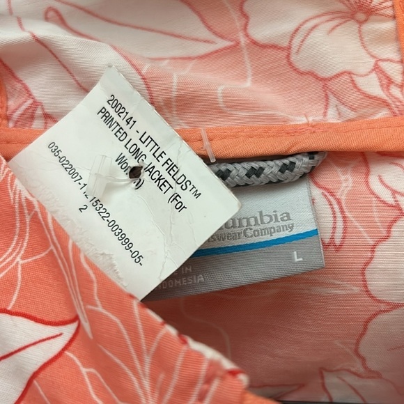 NWT Columbia Little Fields light jacket, orange/white flowers. Womens size L. - Picture 7 of 10